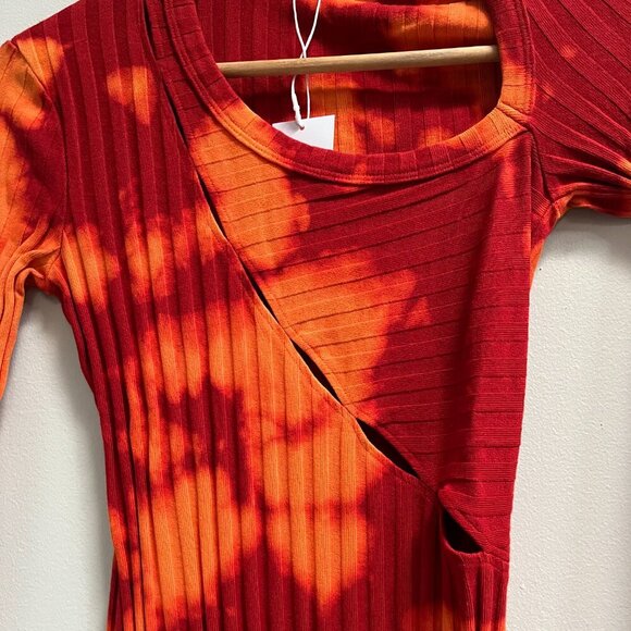 Cotton Citizen Capri Mini Dress Bodycon Tie Dye Cut Out Dress Red Size XS‎ NEW - Picture 4 of 8